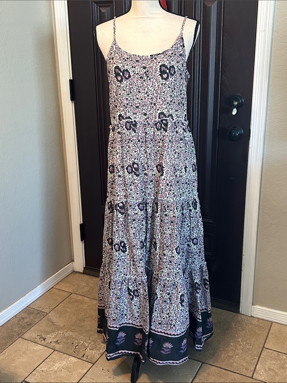 Natural Life Floral Pink and Purple Maxi Dress